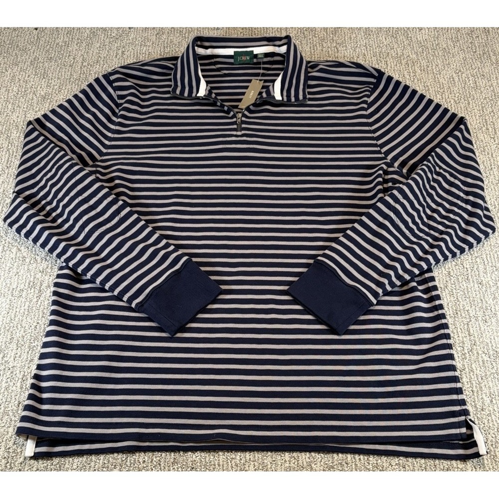 J.Crew Oarsman Quarter Zip Pullover Sweater Men 2XLT Blue Gray Breathable Cotton